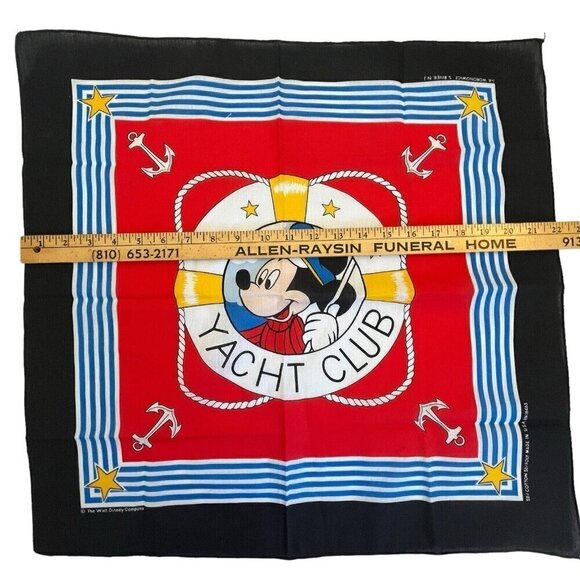 Vintage Disney Mickey Mouse Yacht Club Bandana Scarf Captain Resort Nautical USA - Picture 3 of 12